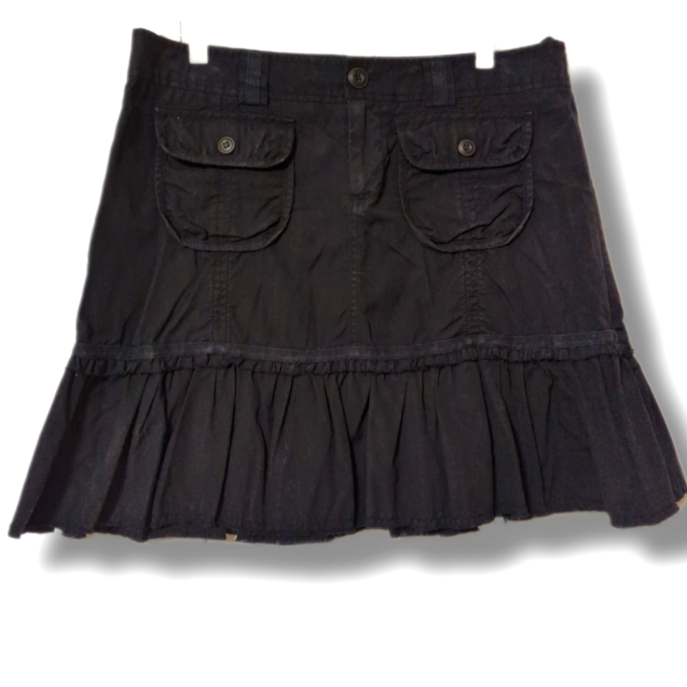 Flirty Black Distressed Colored Skirt with 2 Front & 2 Back Pockets